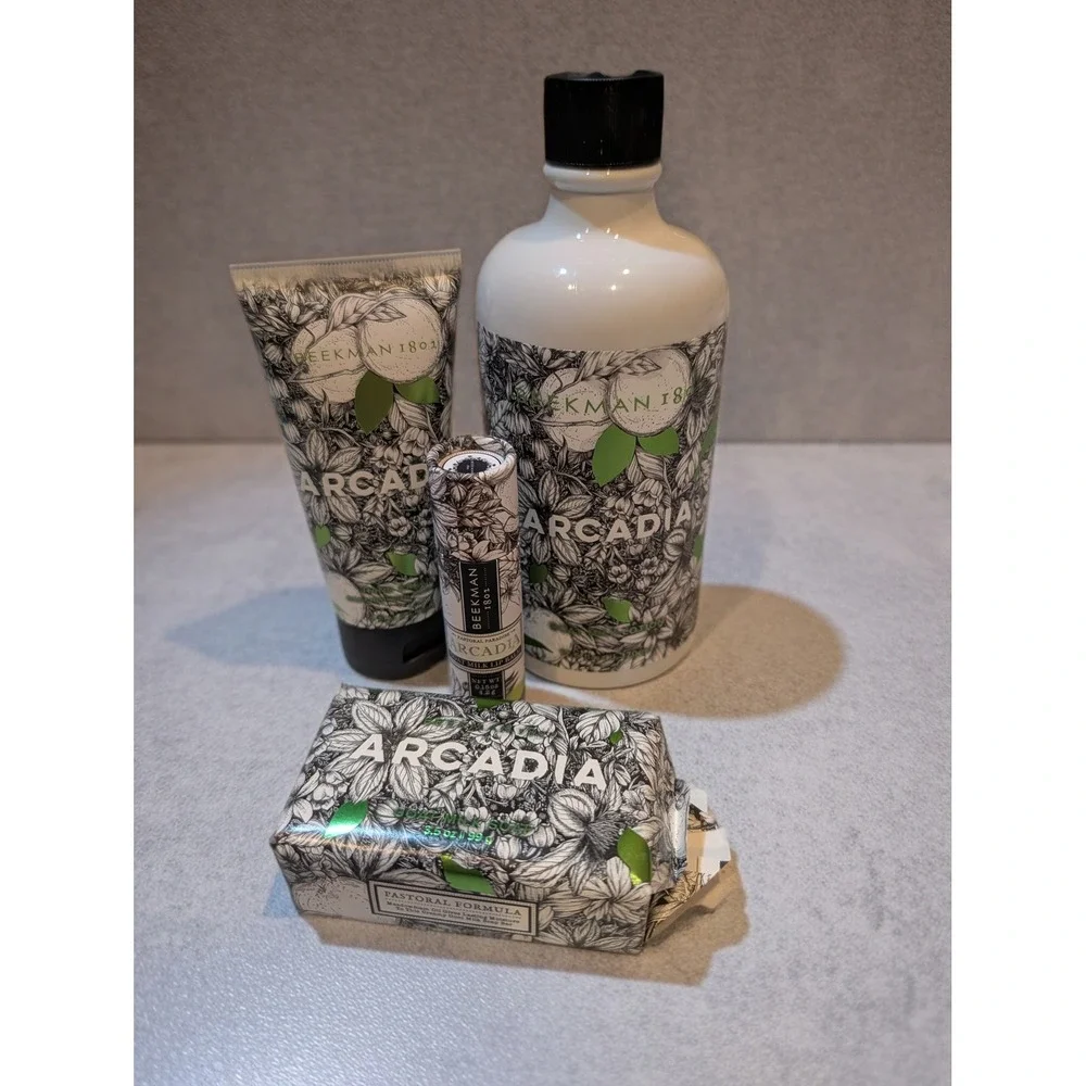 Beekman 1802 Arcadia Goat Milk 4pc Set Lotion Hand Cream Soap Lip Balm